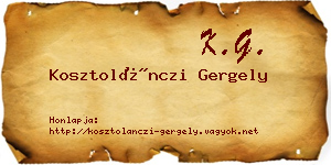 Kosztolánczi Gergely névjegykártya